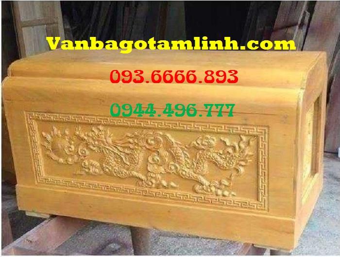 Quách gỗ vàng tâm chạm rồng tại xưởng Văn Ba Gỗ To
