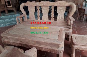 Bàn ghế gỗ| Bộ ghế quốc triện cột 12 cm hương đá 6 món