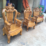 Bàn ghế gỗ| Ghế Rồng đỉnh gỗ lim tay 12