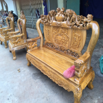 Bàn ghế gỗ| Ghế Rồng đỉnh gỗ lim tay 12