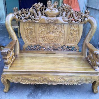 Bàn ghế gỗ| Ghế Rồng đỉnh gỗ lim tay 12