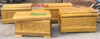 Quách Gỗ Vàng Tâm Chạm Rồng Thành 10 Đáy 10 Thiên 10
