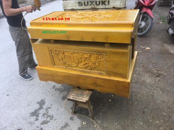 Quách Gỗ Vàng Tâm Gỗ Loại 1 Mẫu Siêu Víp thành 10 Đáy 10 Thiên 15