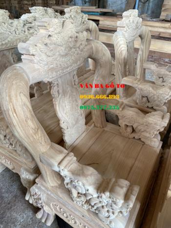 Bàn ghế gỗ - Nghê Bảo đỉnh cột 12 cm